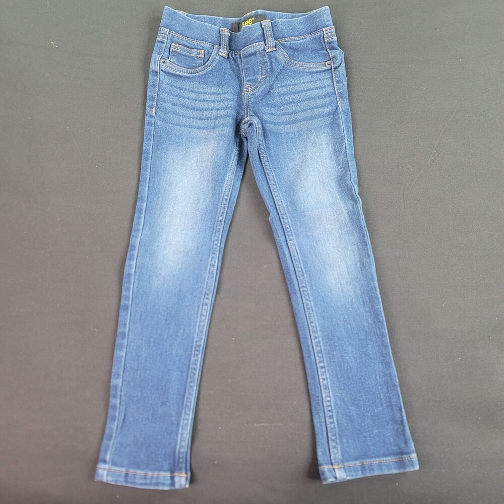 Lee Girls Jeans Size 5 Blue Denim Jeggings Stretch Adjustable Waist Pants